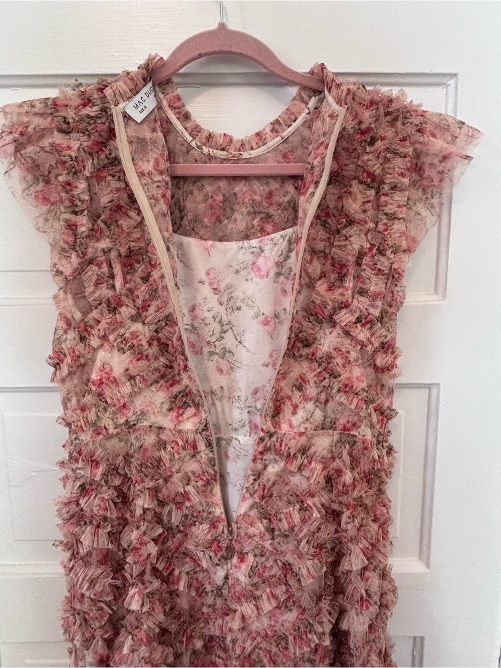 Mac Duggal Floral Ruffle Cocktail Dress Size 8 – New Without Tags